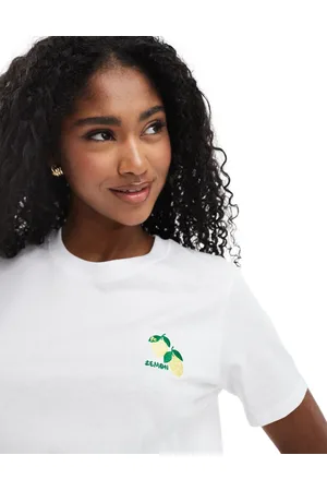 French Connection Camiseta blanca con bordado de limón de
