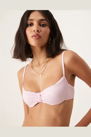 Free Society Top de bikini con aros y detalle anudado en la parte delantera de tejido texturizado de