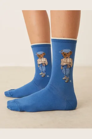 Ralph Lauren Calcetines azules con detalle de oso de