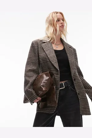 Topshop Americana a cuadros clásicos de mezcla de lana de