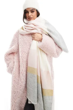 ASOS Bufanda rosa y gris pastel con patrón de espiga de