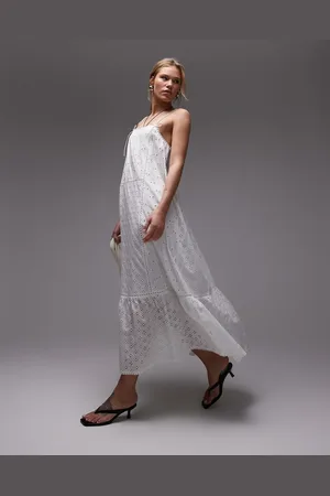 Topshop Vestido midi de corte trapecio con diseño bordado de