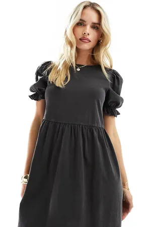 Miss Selfridge Vestido corto lavado de corte amplio y manga corta de