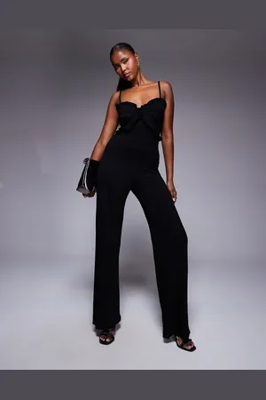 ASOS Mono largo de tirantes y pernera ancha con volantes de