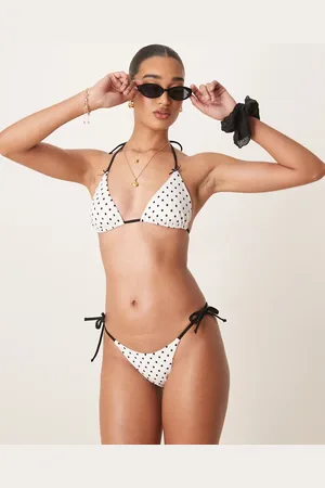 Free Society Braguitas de bikini blancas anudadas a los laterales con estampado de lunares de