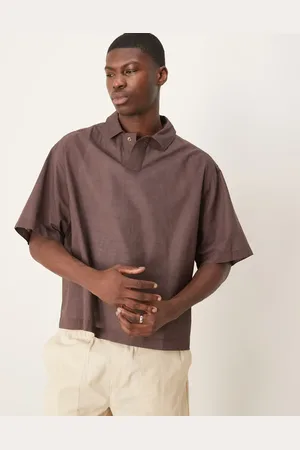 ASOS Camisa de corte cuadrado extragrande sin aberturas de tejido efecto lino de