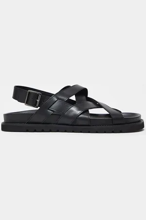 ASOS Sandalias negras con diseño de tiras cruzadas de cuero de