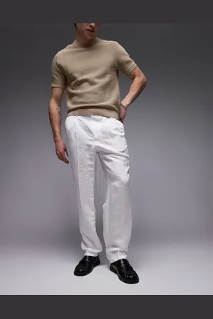 MANGO Pantalones de sastre de mezcla de lino de -Neutro