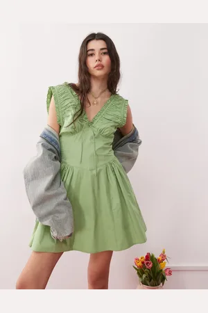 Reclaimed Vestido veraniego con detalles fruncidos de -Multicolor