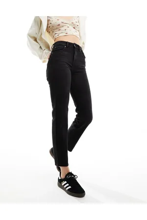 ONLY Vaqueros capri negro lavado de pernera recta y talle alto Emily de