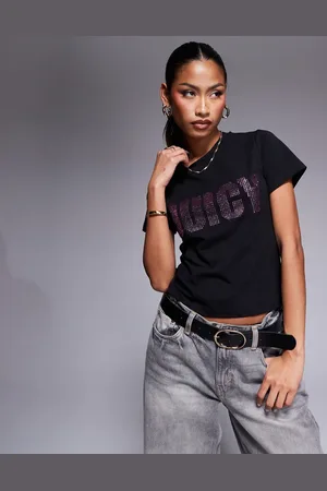 Juicy Couture Camiseta negra con logo de strass de
