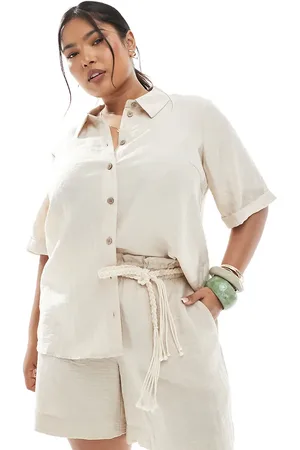 VERO MODA Camisa color de corte cuadrado de (parte de un conjunto)-Neutro