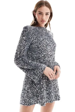 Pretty Lavish Vestido corto con lentejuelas cromadas de -Dorado