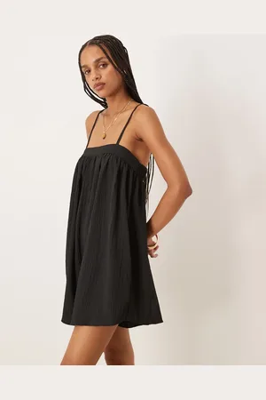 ASOS Mono corto de tirante finos con banda fina en el pecho de tejido texturizado de -Multicolor