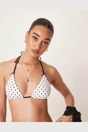 Free Society Top de bikini triangular con estampado de lunares de