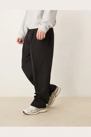 ASOS Pantalones de vestir negros de pernera ancha con pinzas invertidas y cintura elástica de