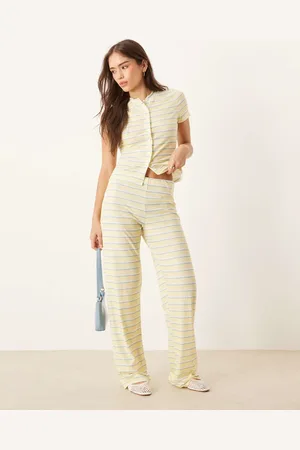 ASOS Pantalones amarillos a rayas de pernera ancha de (parte de un conjunto)