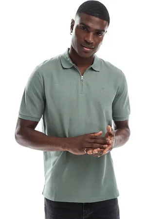 JACK & JONES Polo verde con cremallera de