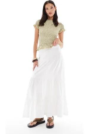 ONLY Falda larga blanca escalonada de -Blanco