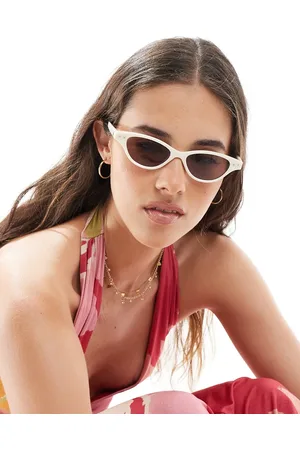 Aire Gafas de sol blanco hueso de estilo ojos de gato estrechas Cybeles de