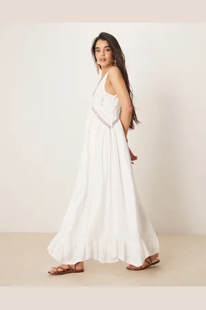 ASOS Vestido largo con bajo asimétrico y cuello ancho de