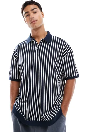ASOS Polo extragrande a rayas negras y blancas de
