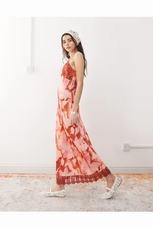 Reclaimed Vestido lencero largo de tirantes con estampado floral de -Multicolor