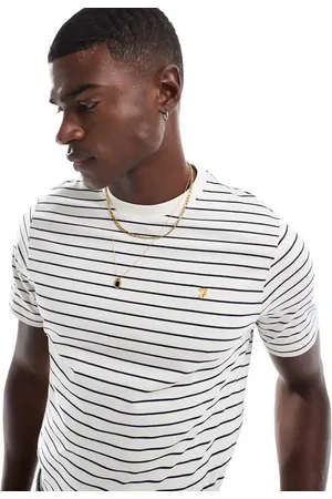 Farah Camiseta blanca a rayas de algodón Oakland de
