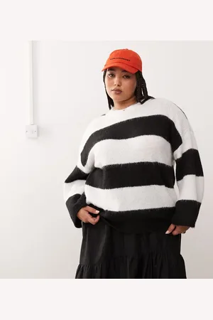 Noisy May Jersey a rayas monocromáticas extragrande de punto texturizado de -Negro