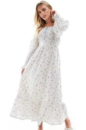 Miss Selfridge Vestido largo de estilo mesonera con azules de -Multicolor