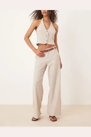 Gina Tricot Pantalones de sastre beis jaspeado de pernera ancha Mix and Match de (parte de un conjunto)-Neutro