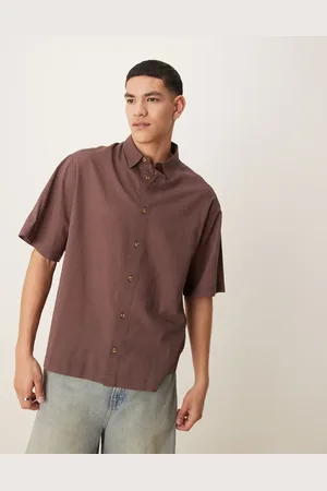 ASOS Camisa de corte cuadrado extragrande de tejido efecto lino de