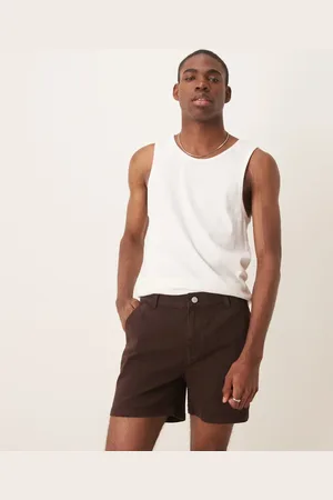 ASOS Pantalones muy cortos chinos marrones entallados de