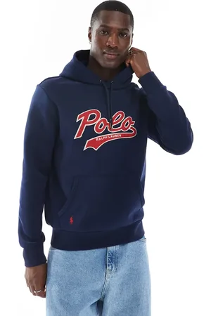 Ralph Lauren Sudadera azul marino con capucha y logo de estilo universitario de tejido rizado de
