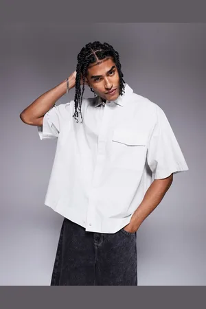 ASOS Camisa de corte cuadrado extragrande con botones ocultos de