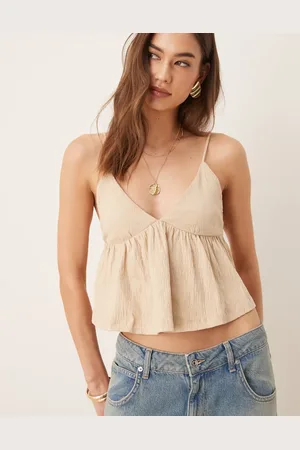 ASOS Top beis de tirantes de tejido efecto rugoso de