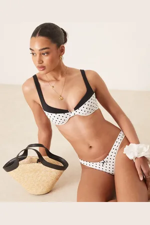 Free Society Top de bikini con aros y estampado de lunares de