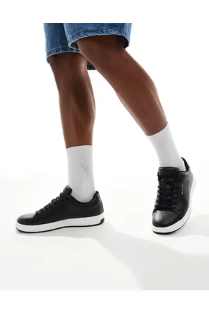 Paul Smith Zapatillas de deporte negras y blancas con logo de cuero de Paul Smith