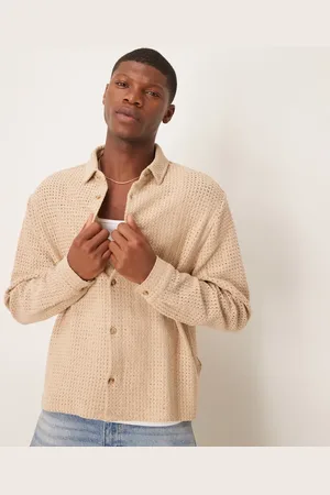 ASOS Camisa color de corte cuadrado extragrande de punto texturizado de -Neutro