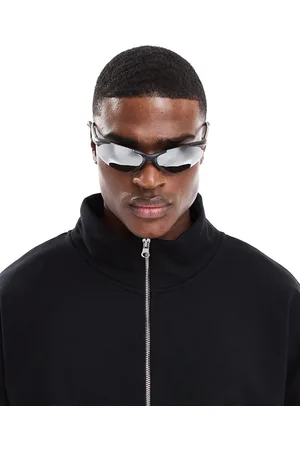 ASOS Gafas de sol negras de estilo deportivo con lentes efecto espejo para festivales de