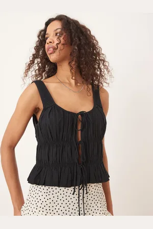 Abercrombie & Fitch Top con lazada delantera y diseño fruncido de