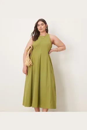 ASOS Vestido midi verde con detalle de costuras de ASOS DESIGN Curve