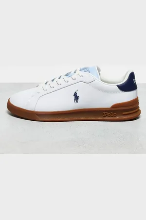 Ralph Lauren Zapatillas de deporte blancas unisex con lengüeta en contraste y suela de goma Heritage Court de
