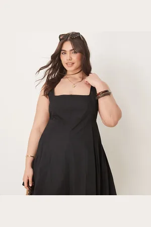ASOS Vestido corto con cuello ancho y detalle de pliegues en la cintura de ASOS DESIGN Curve