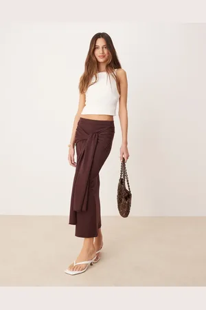 MANGO Falda oscuro con detalle de lazada fruncida en la cintura de