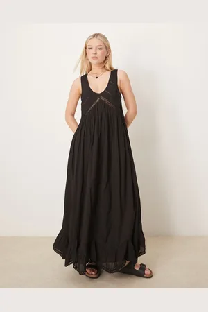 ASOS Vestido largo con cuello ancho y bajo asimétrico de