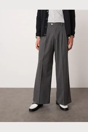 ASOS Pantalones de vestir de pernera suelta con patrón de espiga de