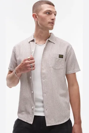 RVCA Camisa beis a rayas de manga corta Dayshift de -Blanco