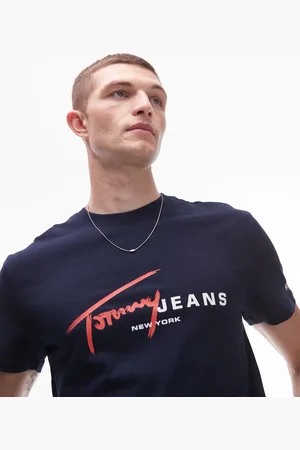 Tommy Hilfiger Camiseta azul marino y roja con logo de la marca de