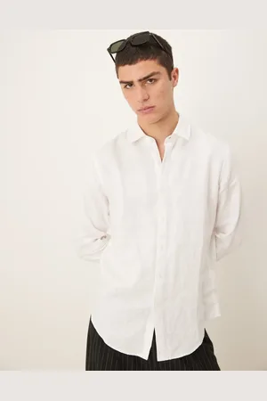 Abercrombie & Fitch Camisa de vestir blanca de lino de